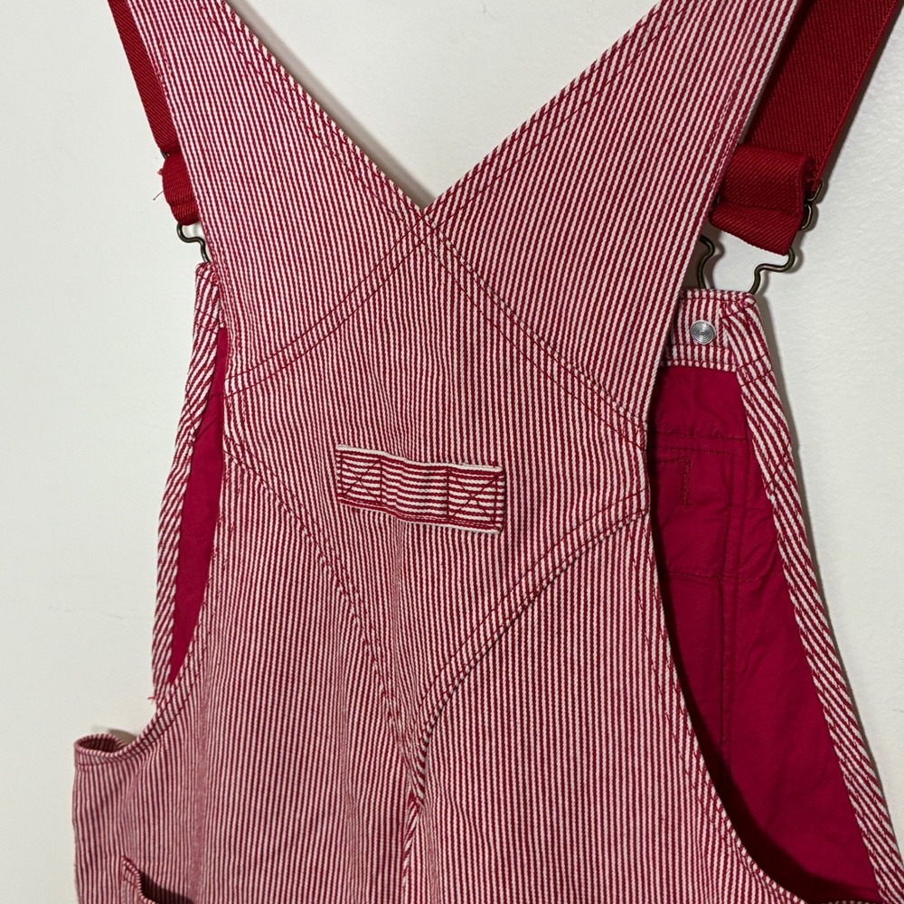 Duluth Trading Womens Railroad Gardening Overalls Size S x 31 Red Stripe Bibs - Picture 12 of 13